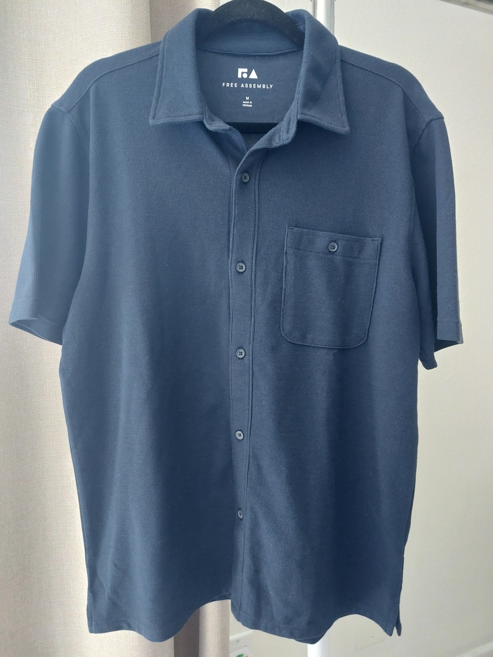 Free Assembly Men’s Short Sleeve Button-Up Shirt - Navy